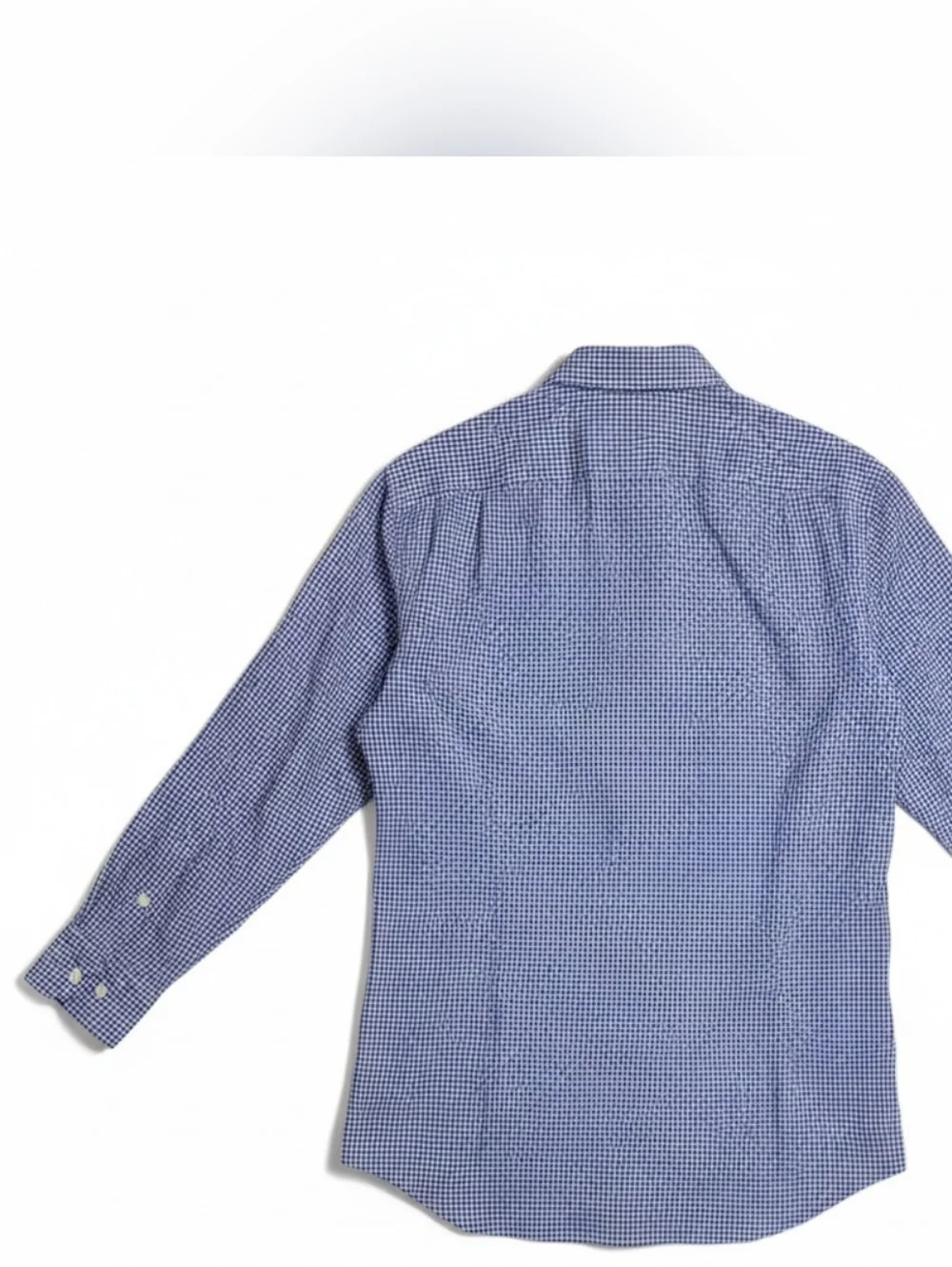 Ledbury Blue Gingham Small Check Dress Shirt Classic Cotton Spread Collar 15.5 - Picture 9 of 13